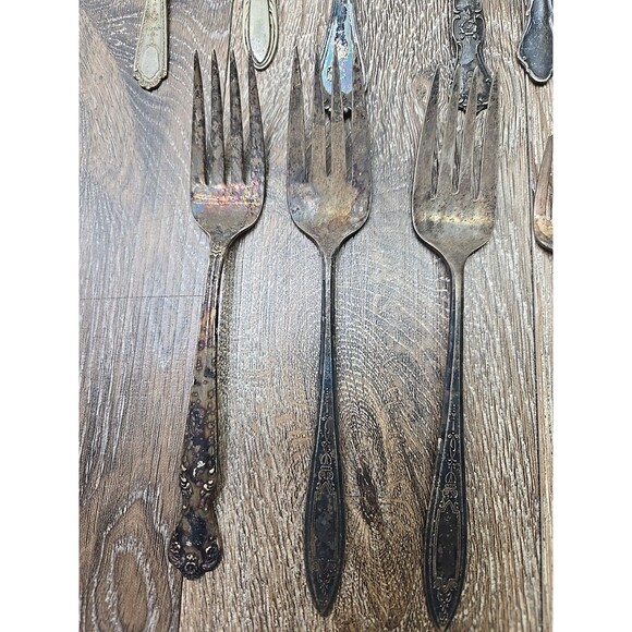 Lot of 44 Vintage Antique Silverplate Flatware Spoons Forks Crafting Silverware - Picture 2 of 16